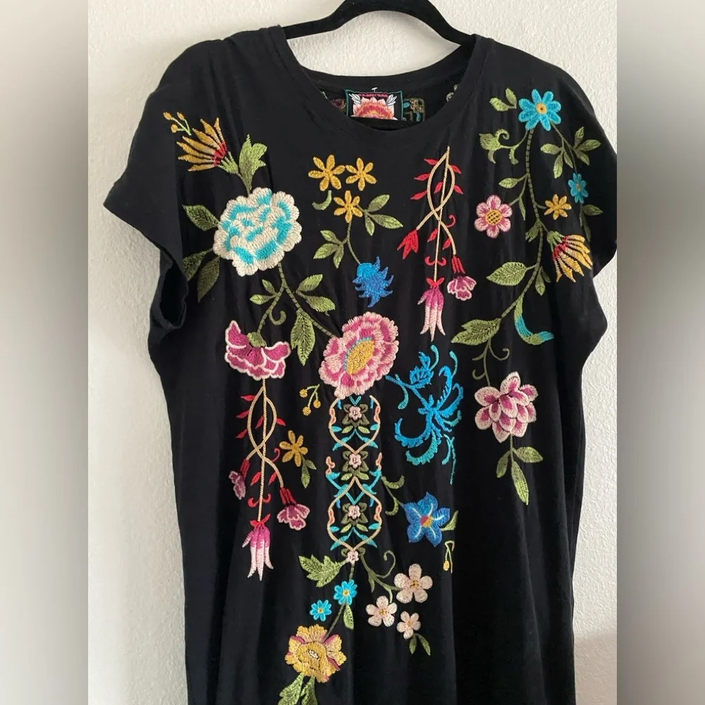 Johnny Was Maxi Dress Black Embroidered Boho S/M - Picture 3 of 7